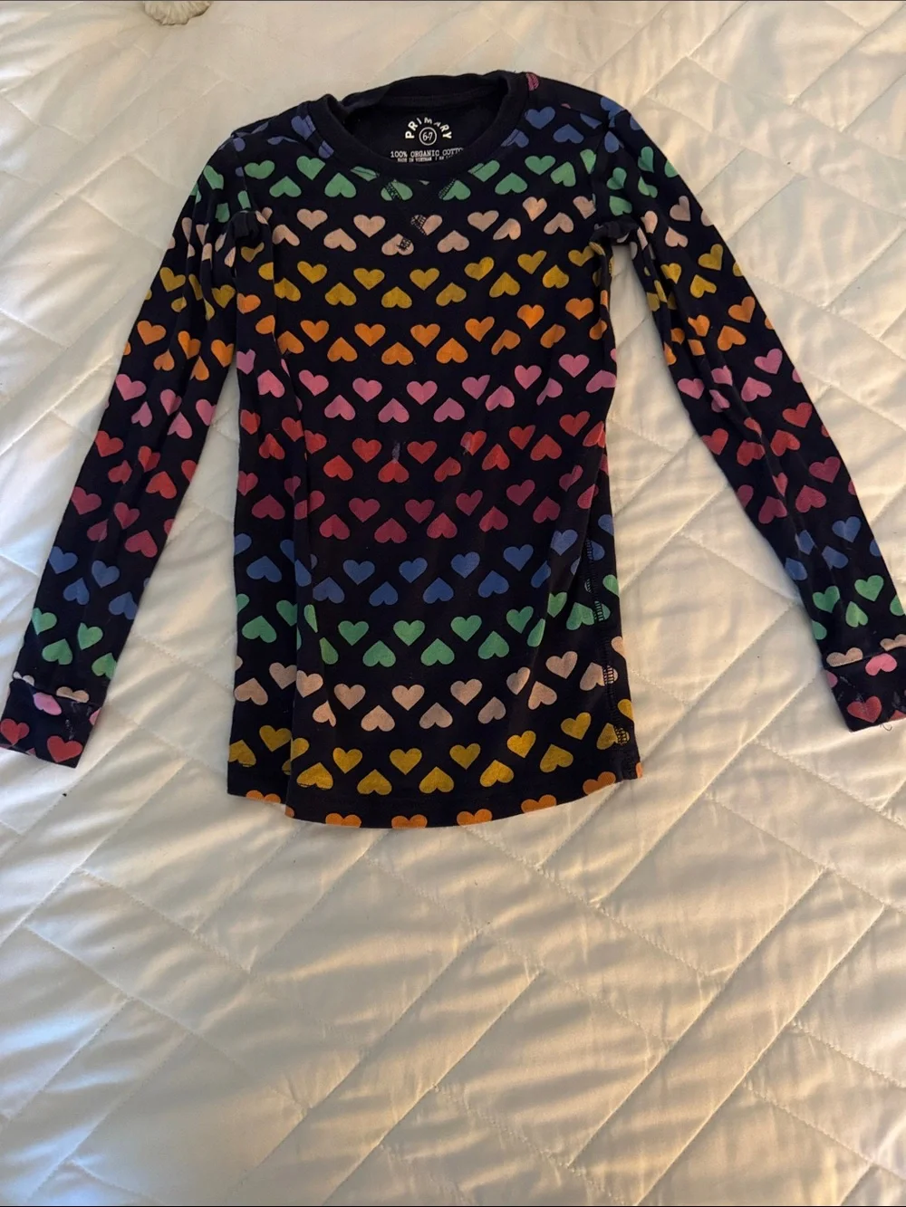 Girls and Women’s Long Sleeve Rainbow Heart Pajamas - Navy